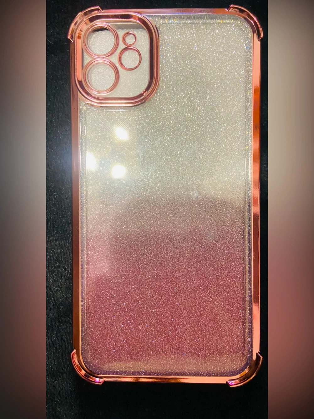Glitter Gradient Protective iPhone 11 Case - Pink & Gold